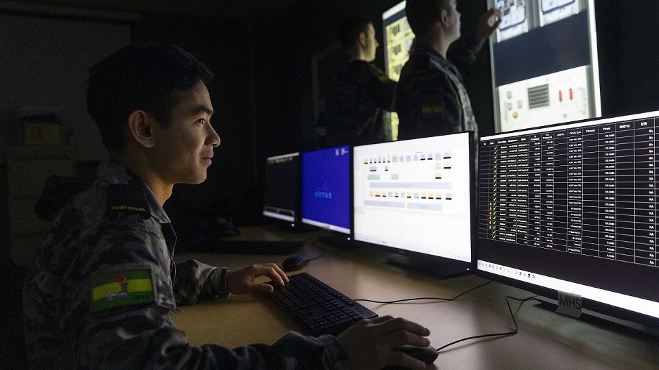 Seaman Communication Information System - Information Specialist (SMNCIS-I) Grisadarporn Nordisar conducts a fault finding exercise in the Communication Centre Simulator.